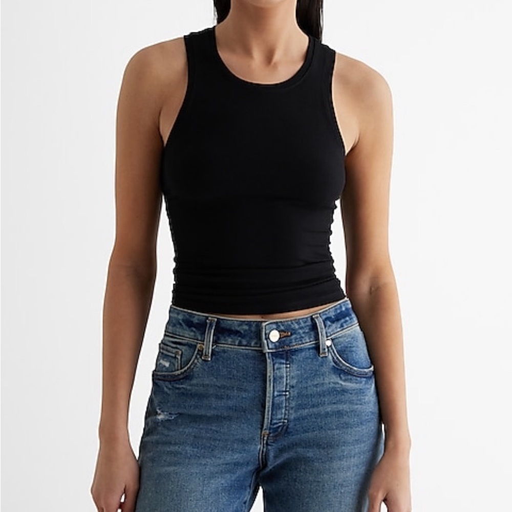 Express Fitted Ribbed High Neck Tank